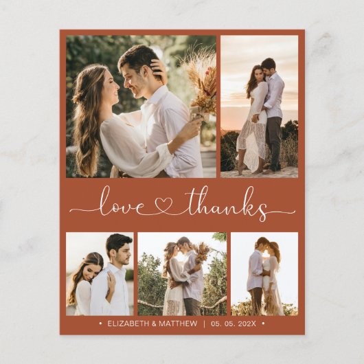 Budget Terracotta Collage Wedding Bedankt Flyer (Voorkant)