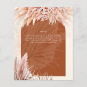 BUDGET Terracotta Coral Pampas Grass Wedding Flyer (Achterkant)