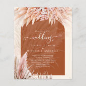 BUDGET Terracotta Coral Pampas Grass Wedding Flyer (Voorkant)