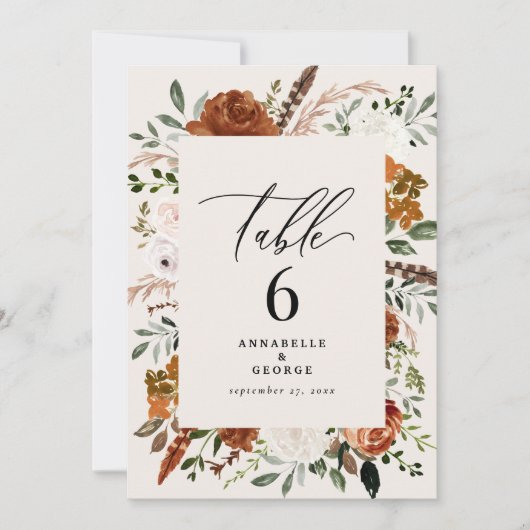 Budget terracotta, crème tafelnummer chic elegant (Voorkant)