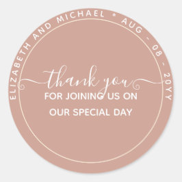 BUDGET Terracotta Dank je Favoriet Monochroom Ronde Sticker