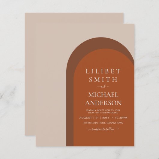 BUDGET Terracotta Earth Tones Bold Weddenschap (Voorkant / Achterkant)