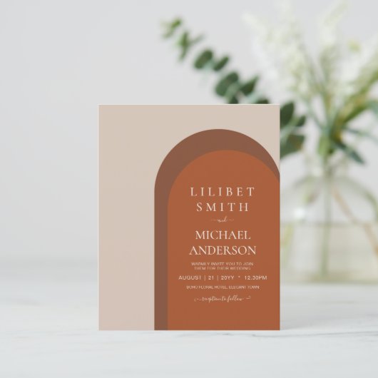 BUDGET Terracotta Earth Tones Bold Weddenschap (Staand voorkant)