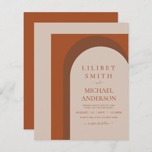 BUDGET Terracotta Earth Tones Bold Weddenschap (Voorkant / Achterkant)