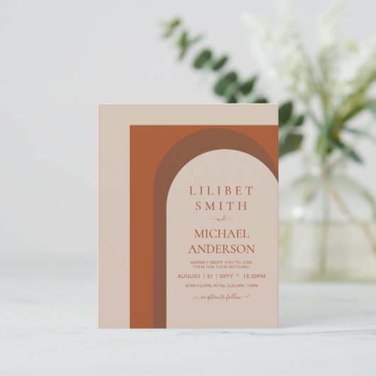 BUDGET Terracotta Earth Tones Bold Weddenschap (Staand voorkant)