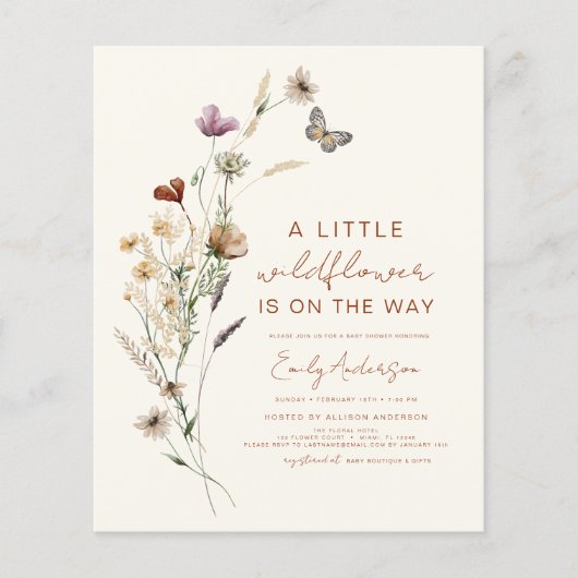 Budget Terracotta Een beetje Wildflower Baby showe (Voorkant)