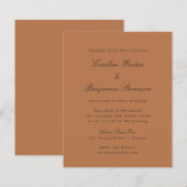 Budget Terracotta Elegant Wedding Uitnodiging (Voorkant / Achterkant)