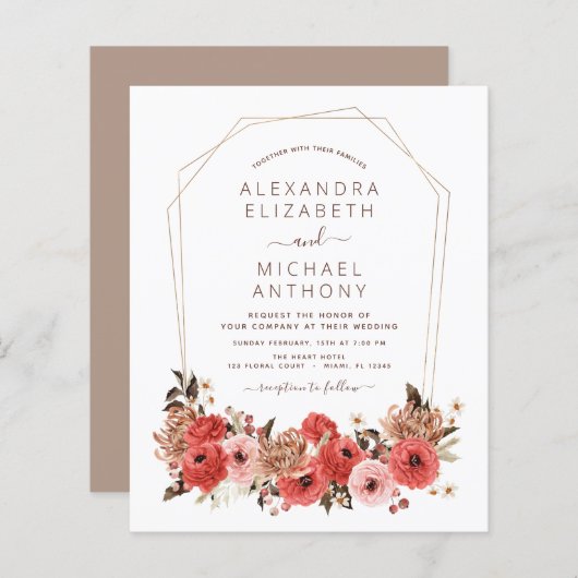 Budget Terracotta Fall Wedding Floral herfst (Voorkant / Achterkant)
