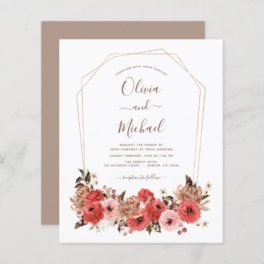 Budget Terracotta Fall Wedding Floral herfst (Voorkant / Achterkant)