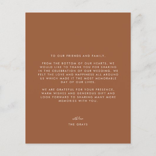 BUDGET Terracotta FallWedding Photo Hartelijk dank Flyer (Achterkant)