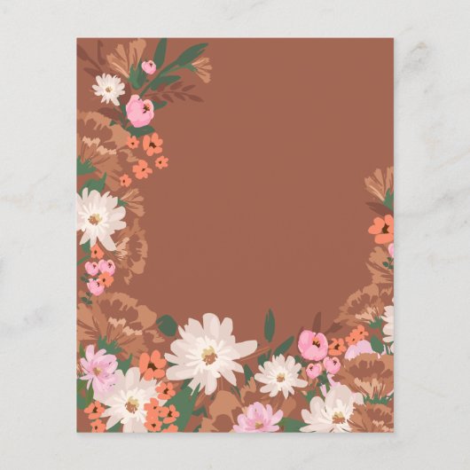 Budget Terracotta Floral 40e Verjaardag Uitnodigen (Achterkant)