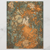 Budget Terracotta Floral Art Nouveau Bruiloft Flyer (Achterkant)