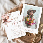 Budget Terracotta Floral Boho Vrijgezellenfeest Flyer<br><div class="desc">Budgetminimalist Terracotta Elegant and Modern Boho Script Vrijgezellenfeest met Foto op Back Autumn (Herfst),  Winter,  Spring of Summer Invitations - bevat prachtige en elegante scripttypografie voor de speciale Bride die voor de bruiloft wordt gehouden.</div>