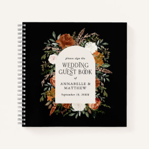 Budget Terracotta floral bruiloft gastboek rustige Notitieboek