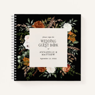 Budget Terracotta floral bruiloft gastboek rustige Notitieboek