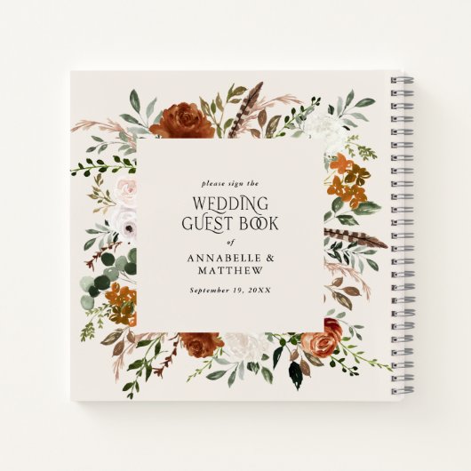 Budget Terracotta floral bruiloft gastboek rustige Notitieboek (Achterkant)