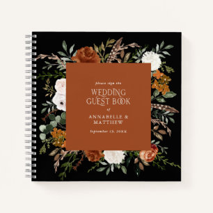 Budget terracotta floral bruiloft gastenboek rusti notitieboek