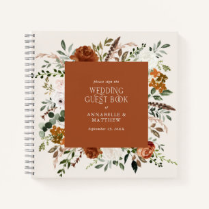Budget terracotta floral bruiloft gastenboek rusti notitieboek