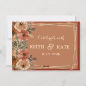 BUDGET Terracotta Floral Elegant Save Date     Kaart (Achterkant)