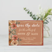 BUDGET Terracotta Floral Elegant Save Date     Kaart (Staand voorkant)
