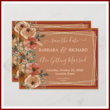 BUDGET Terracotta Floral Elegant Save Date