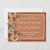 BUDGET Terracotta Floral Elegant Save Date Kaart (Voorkant)