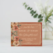 BUDGET Terracotta Floral Elegant Save Date Kaart (Staand voorkant)