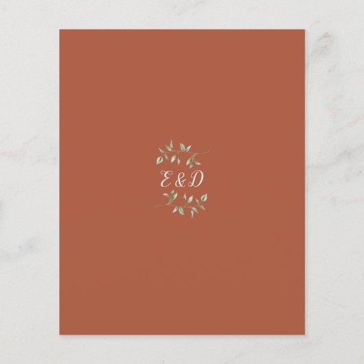 Budget Terracotta Floral Gold Arch Wedding Invite (Achterkant)