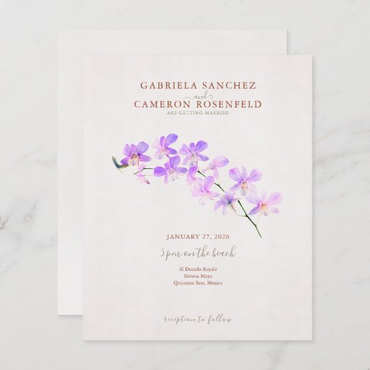 Budget Terracotta Floral QR Code Wedding Invite (Voorkant / Achterkant)