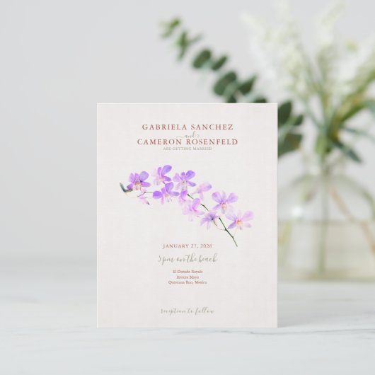 Budget Terracotta Floral QR Code Wedding Invite (Staand voorkant)