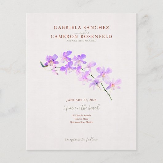 Budget Terracotta Floral QR Code Wedding Invite (Voorkant)