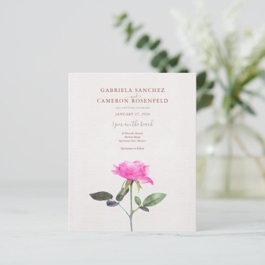 Budget Terracotta Floral QR Code Wedding Invite (Staand voorkant)