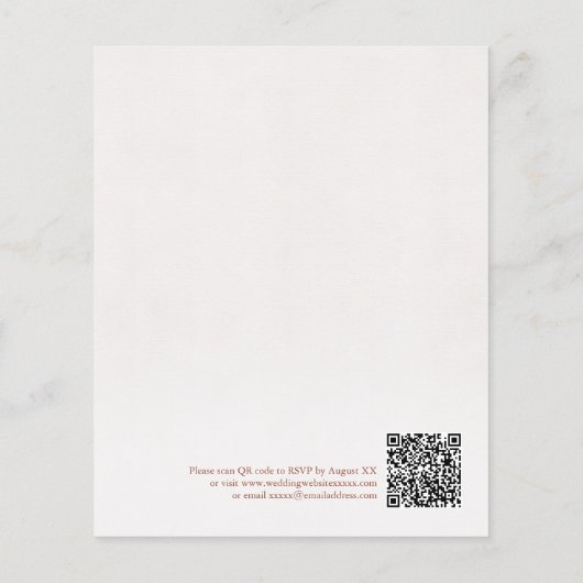 Budget Terracotta Floral QR Code Wedding Invite (Achterkant)