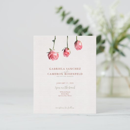 Budget Terracotta Floral QR Code Wedding Invite (Staand voorkant)