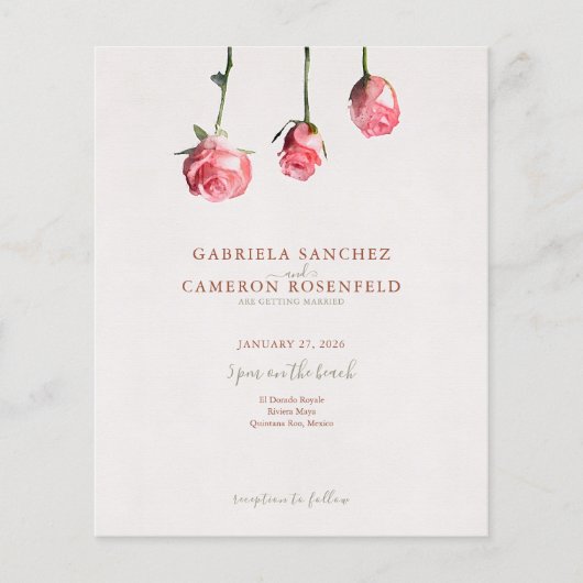 Budget Terracotta Floral QR Code Wedding Invite (Voorkant)