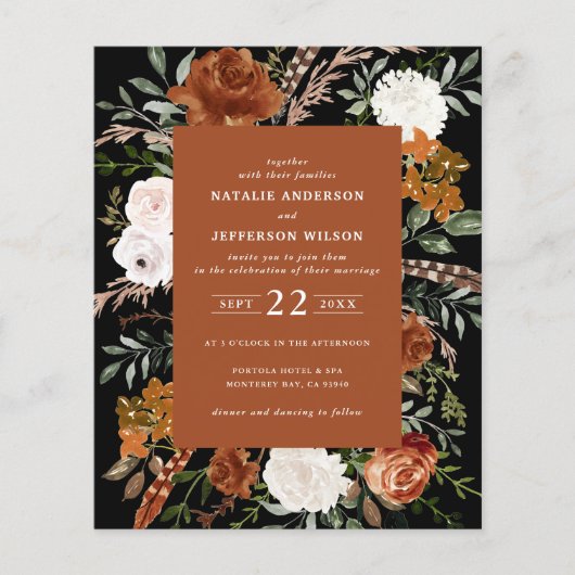 Budget terracotta floral rustic elegant flyer (Voorkant)