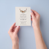 Budget terracotta floral stag bruiloft uitnodiging flyer (Hand)