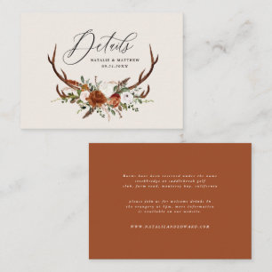 Budget terracotta florale elegant bruiloft informatiekaartje