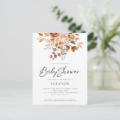 Budget Terracotta Florals Baby shower Uitnodiging (Staand voorkant)