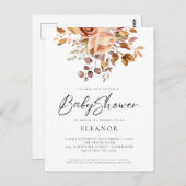 Budget Terracotta Florals Baby shower Uitnodiging (Voorkant / Achterkant)