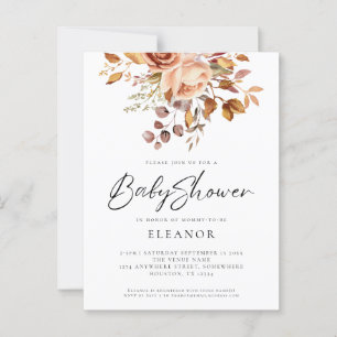 Budget Terracotta Florals Baby shower Uitnodiging