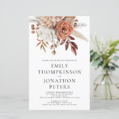 Budget Terracotta Florals Code Wedding Invite (Staand voorkant)