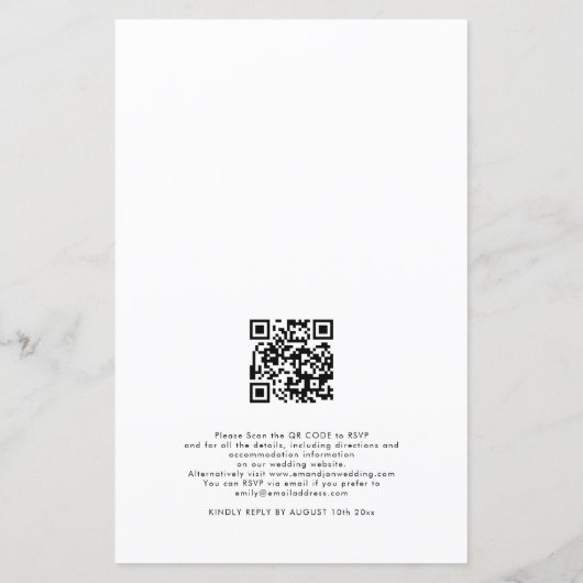 Budget Terracotta Florals Code Wedding Invite (Achterkant)