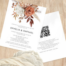 Budget Terracotta Florals QR Code Boheemse Bruilof