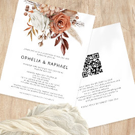 Budget Terracotta Florals QR Code Boheemse Bruilof