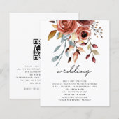 BUDGET Terracotta Florals QR Code Wedding Invite (Voorkant / Achterkant)