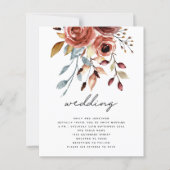 BUDGET Terracotta Florals QR Code Wedding Invite (Voorkant)