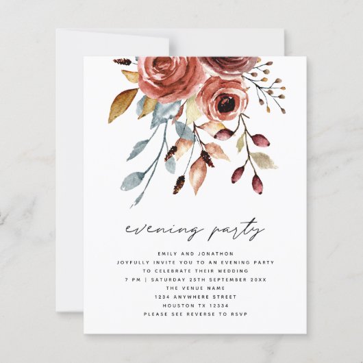 BUDGET Terracotta Florals QR Wedding Evening Party (Voorkant)