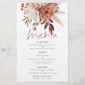 Budget Terracotta Florals Rustic Wedding Menu (Voorkant)