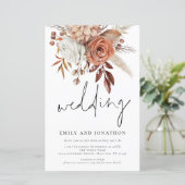 Budget Terracotta Florals Script Wedding Invite (Staand voorkant)